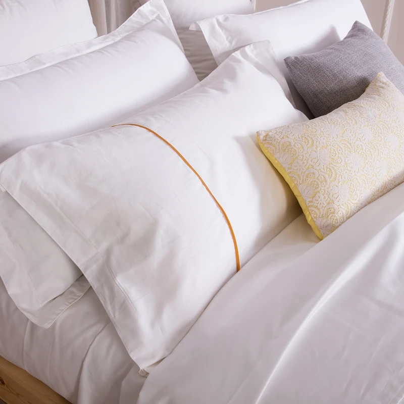 100% Cotton Thread High Quality Bedsheets Hotel White Linen Bed Sheets with Comforter Bedding Set