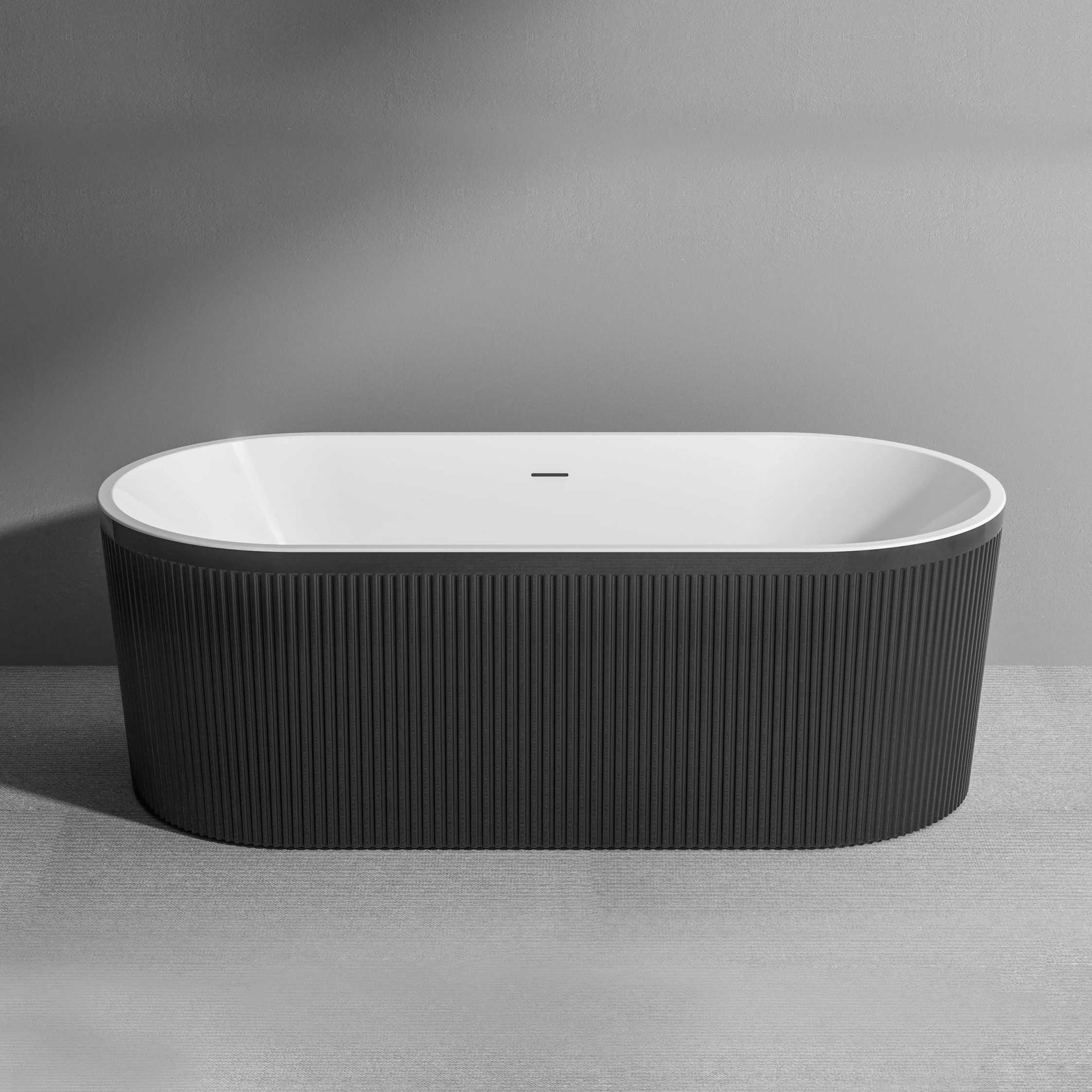 New Black Fluted  CUPC Bathroom Acrylic Freestanding  Bathtub Stand alone bath Tub Free standing bathtub