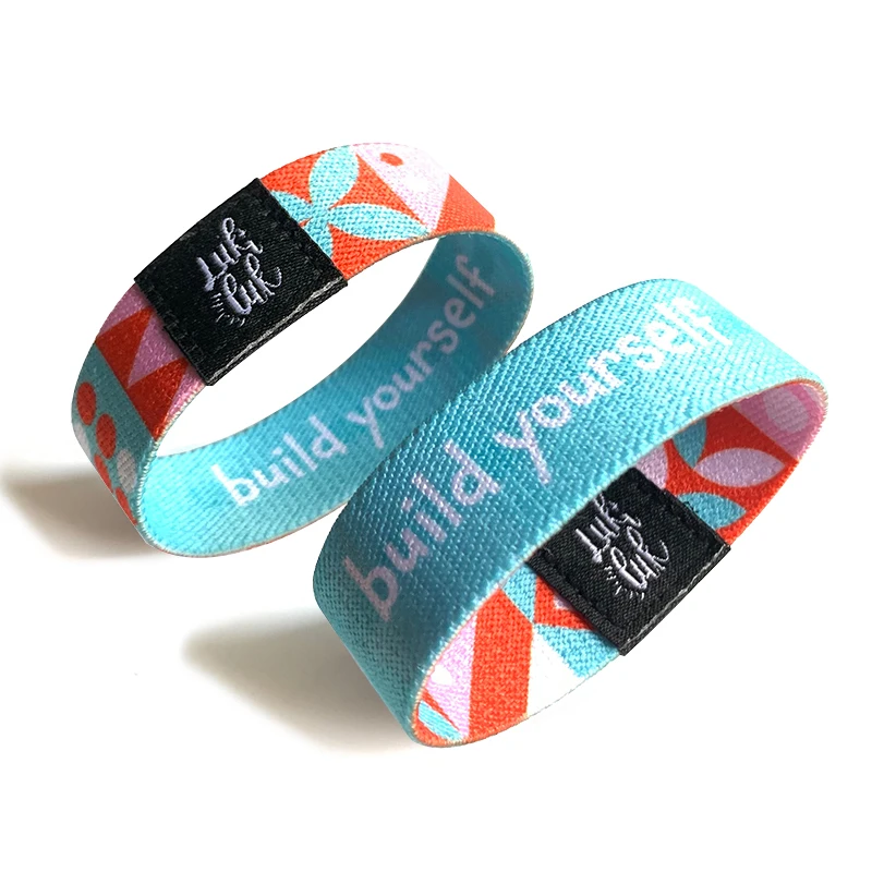 Custom Fashion Music Festival Ticket Access Control Elastic Wrist Strap Rfid Woven Wristband Bracelet