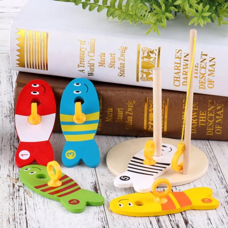 2019 Монтессори образовательная цифровая рыболовная игра головоломка деревянная игрушка для детей