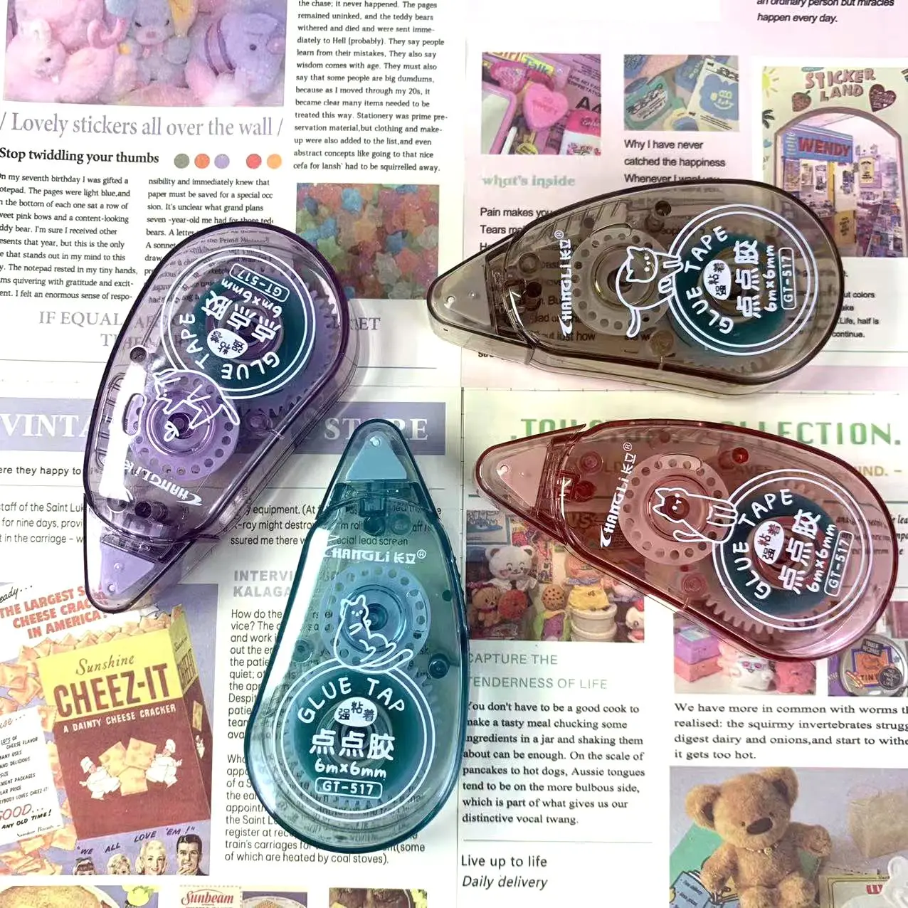 Essential  office school stationery glue tape roller double sided glue roller tape permanent adhesive tape for paste stick