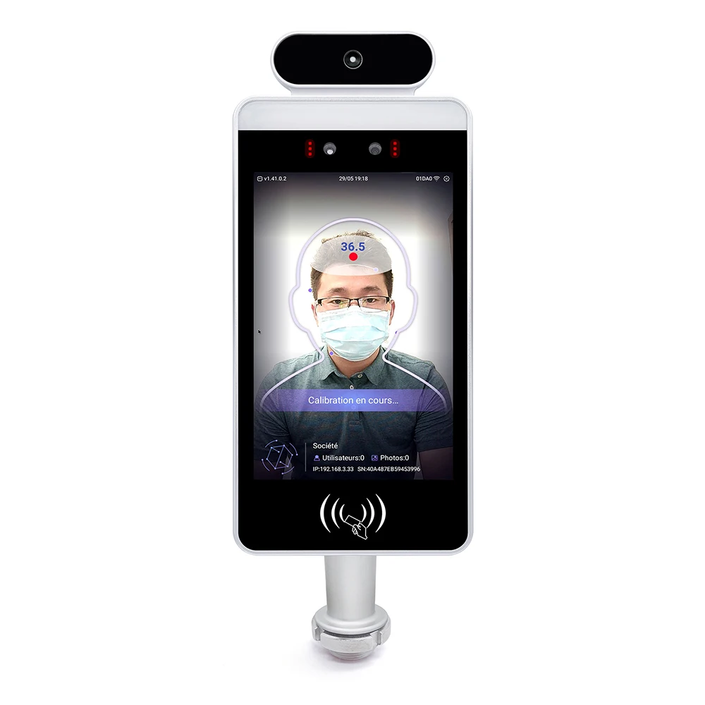 Киоск для измерения температуры с ручной дезинфекцией и распознаванием лица