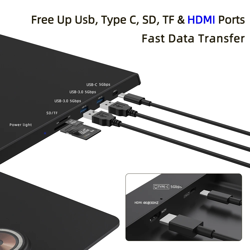Настольный органайзер для хранения с USB-3 0 концентратором и беспроводным зарядным устройством металлическая подставка монитора ноутбука