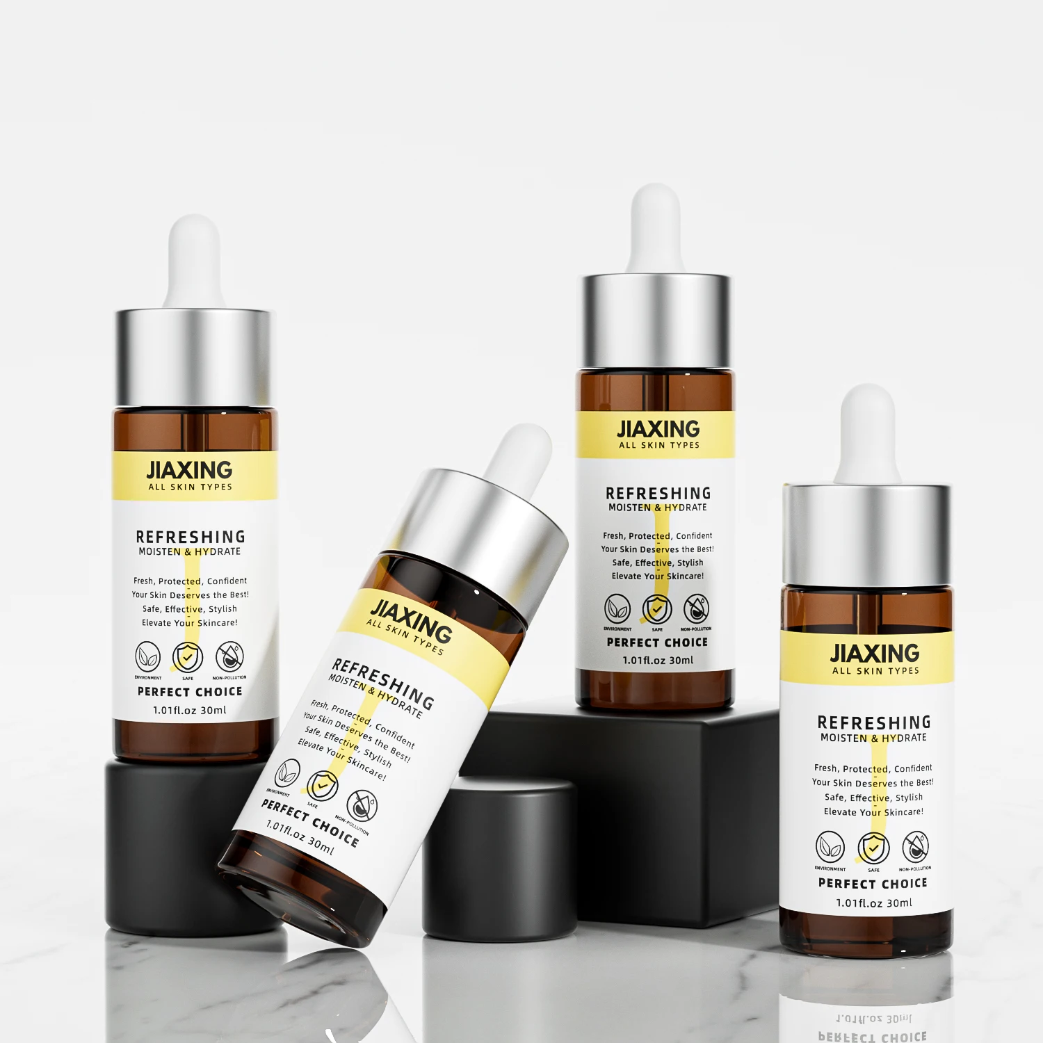 large circle rose gold fine oil bottle 1 oz skin care eye essence oil bottle dropper bottle 50 ml with packaging box