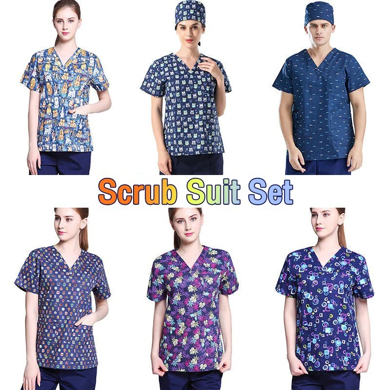 Custom Printing Scrub Suits Doctors Nurses Medical Uniform Beauty Salons Scrub Suits Dental Hospitals Overalls Medical Uniform