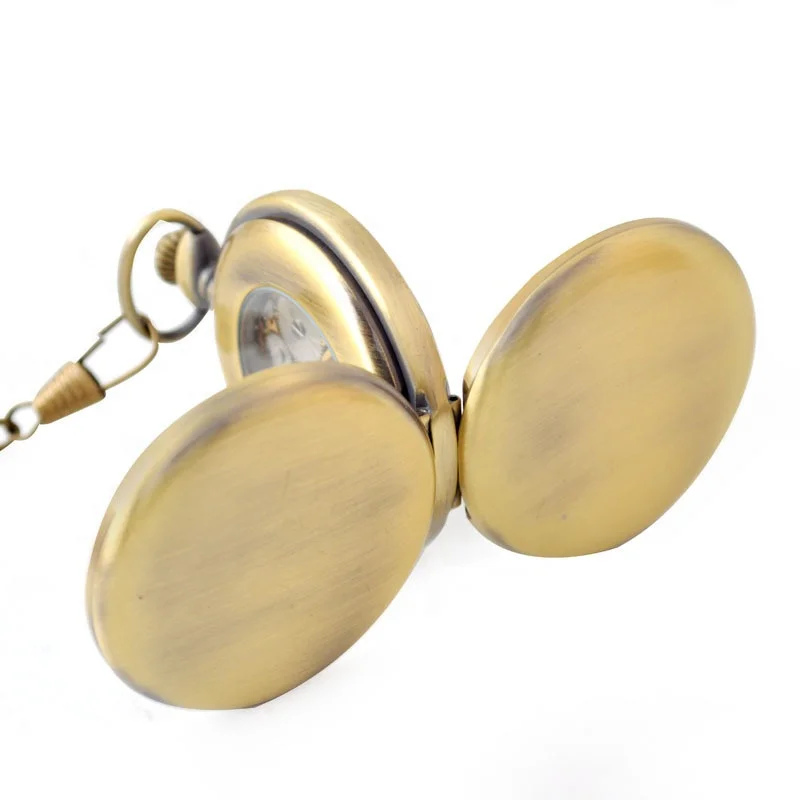 Бело-черный циферблат на заказ механические наручные карманные часы с ветром трендовый дизайн Матовый бронзовый карман для