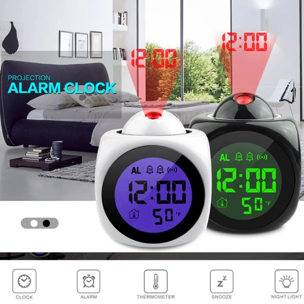 Amazon Smart Multifunctional LCD Display Talking Funny Digital Projection Alarm Clock for Kid Birthday Gift