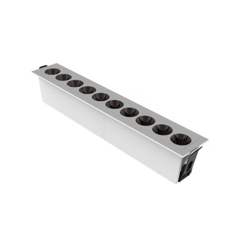 Aluminum LED Linear Recessed Light 10 LEDs 10W*2 Led Recessed Downlight Indoor Lighting For Showroom Office Customize