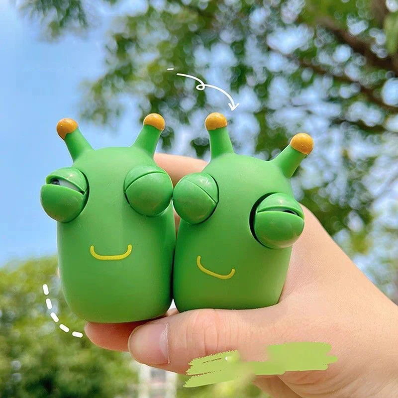 Cartoon Cute Glaring Caterpillar Squeeze Toys Soft Decompression Squishy Toys Pop Out Eyes Squishes Toys For Children Wholesale