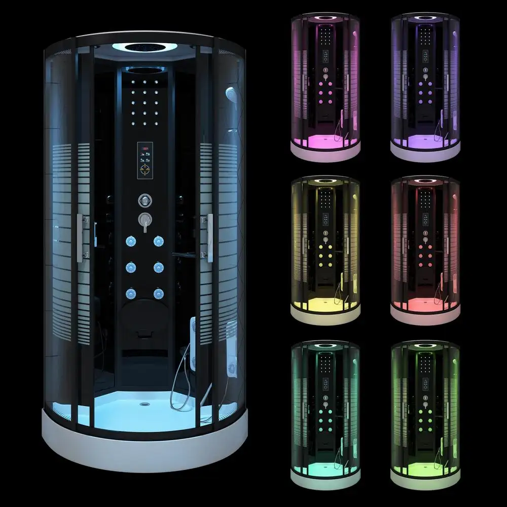 Luxury Black Hydro Massage and Steam Bathroom Shower Cabins Applied to Hotels