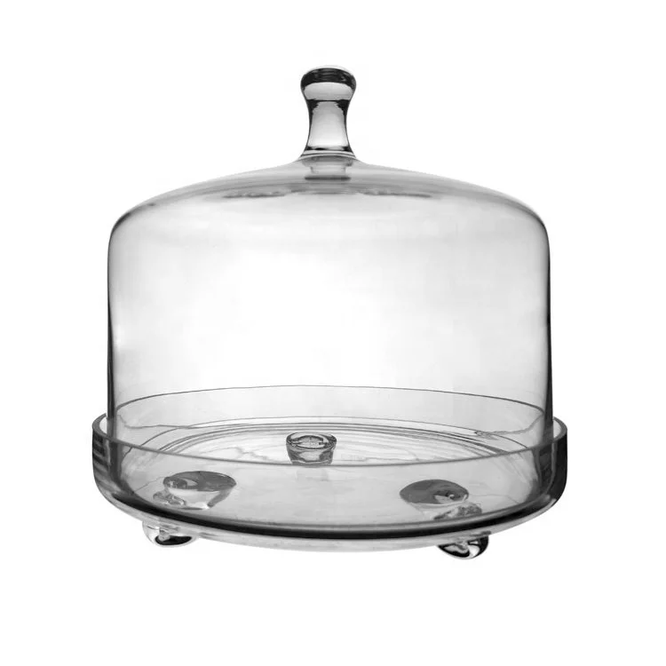Handmade Glass cake stand with lid