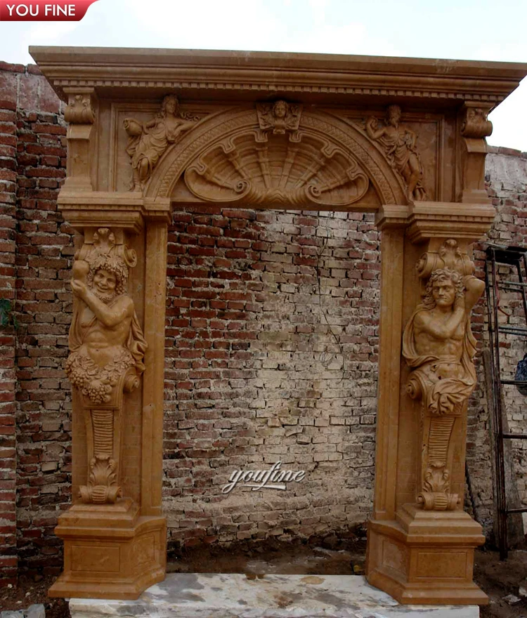 Custom European Luxurious Big White Marble Door Frame Statue Column Surround