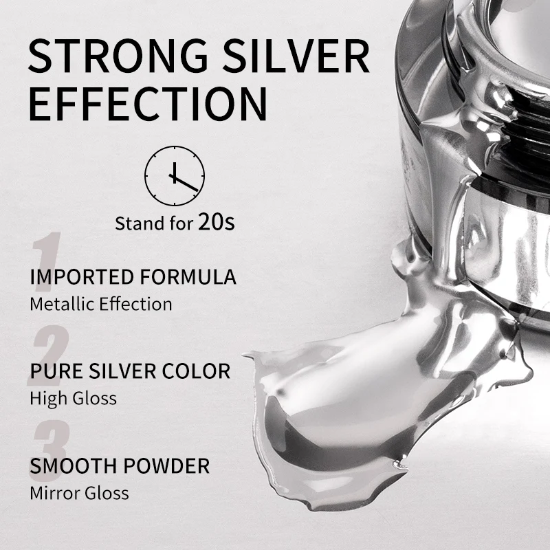 QSHY wholesale private label soak off uv led nail art metallic paint mirror silver gel polish