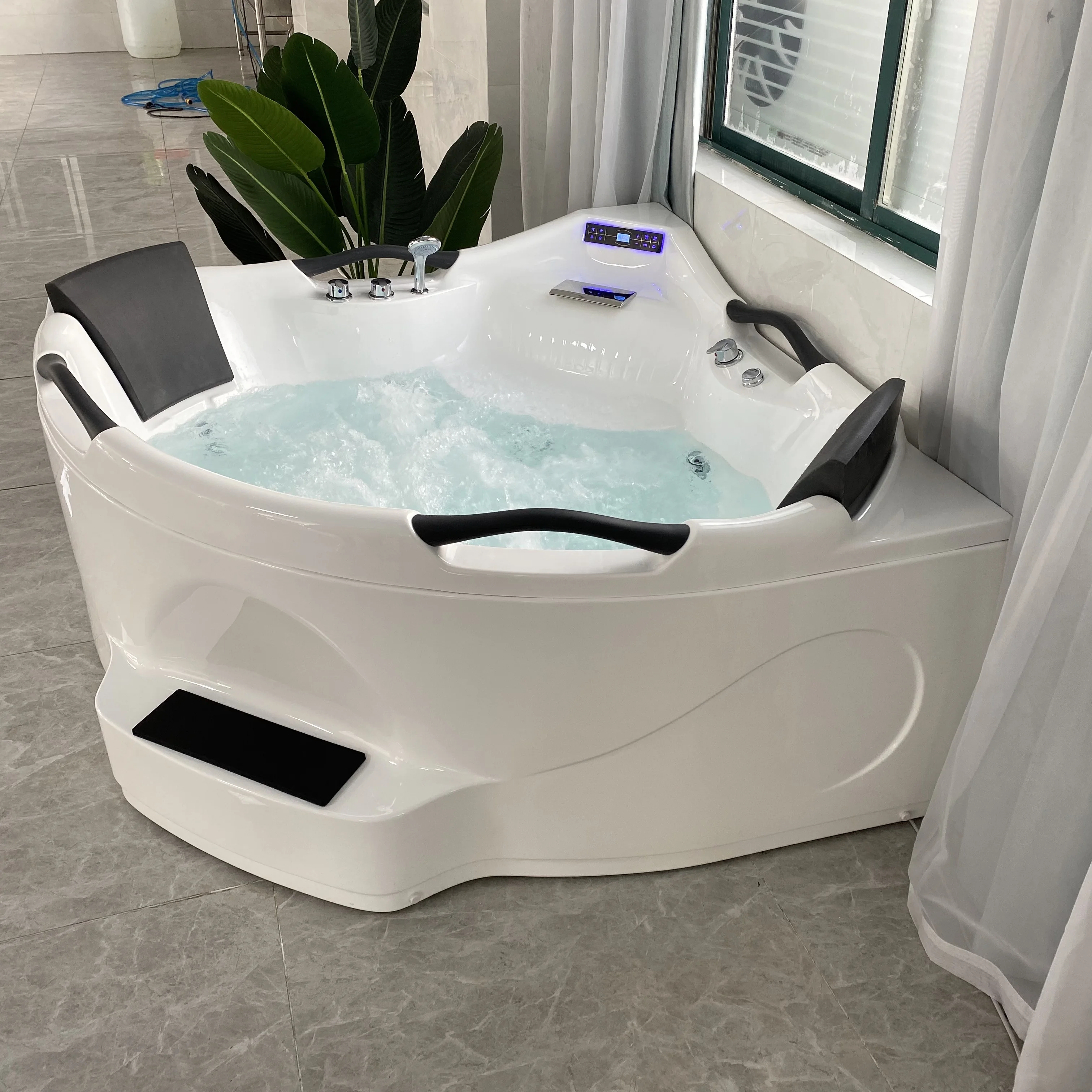 Wholesale Acrylic Massage Bathtub with Handle Deep Jetted whirlpool Bath Hot Tubs Big Spa for Two Person