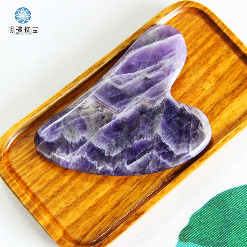 High Quality Amethyst Gua Sha Stone Board Customizable Face Guasha Massage Tool Facial Massager