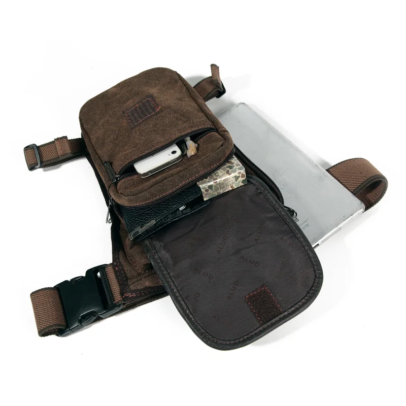 Fashion Canvas ANTI-THEFT Barrel-shaped Zipper Unisex Motorcycle Drop Waist Leg Bag