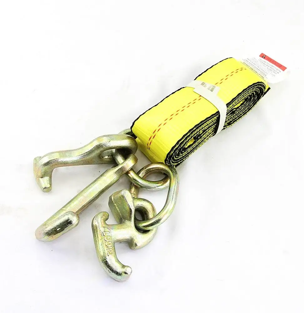 Custom 2 Inch Motorcycle Cargo Strap Lashing Manual Tie Down Strap With G70 Rtj Cluster Hooks