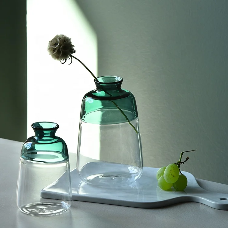 Bixuan Vases Mixed Turquoise Clear Glass Single Flower Arrangement Mini Bud Vase Table Decor Centerpieces Aromatherapy Bottle