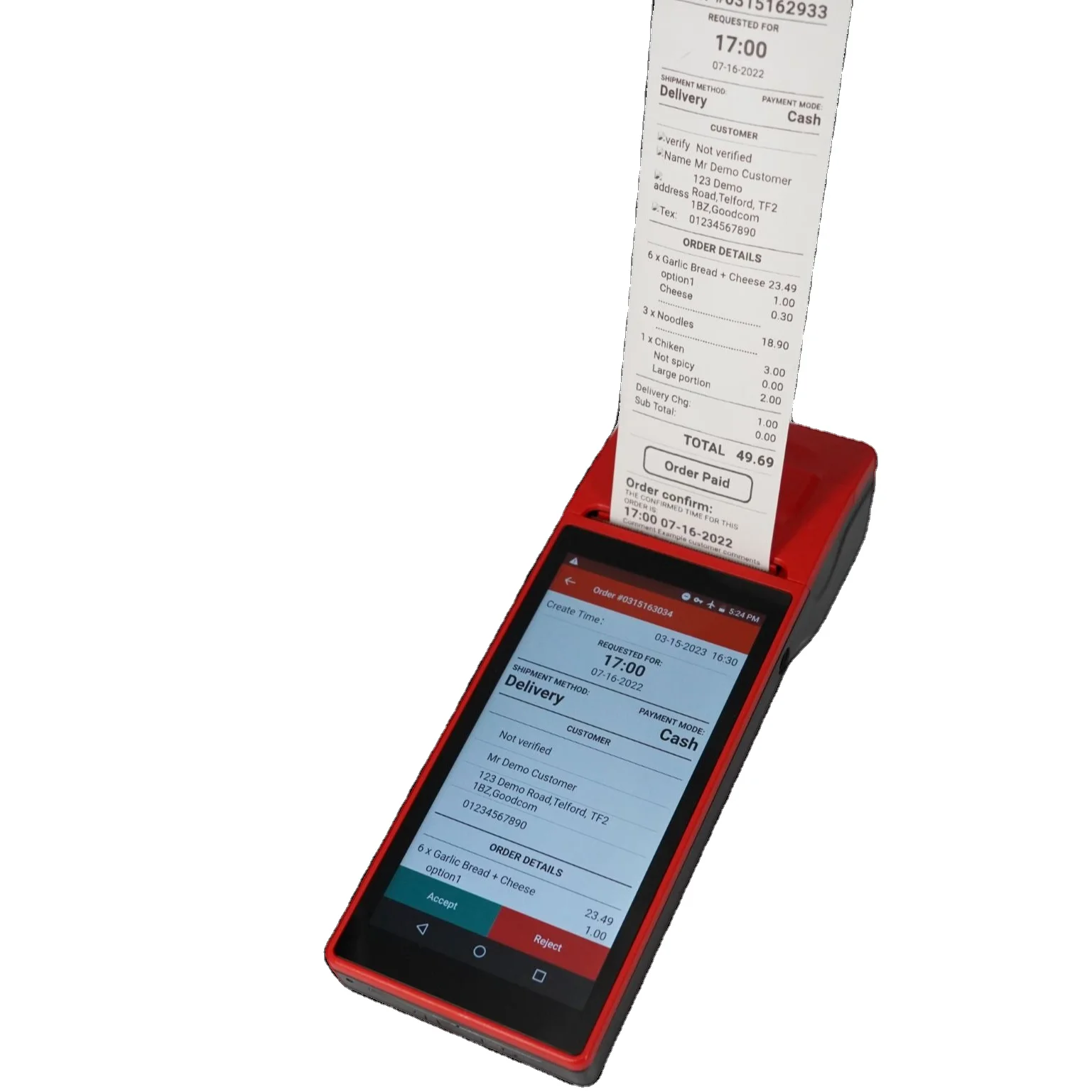 restaurant ticket pos machine  with loud speaker android handheld pos termin thermal printer