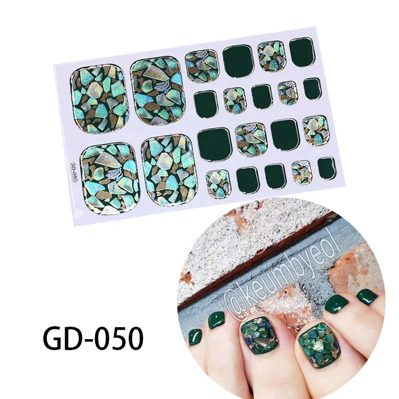 2019 Nail Art Sticker Fashion custom design full cover waterproof non-toxic foot nail sticker decal for decoration