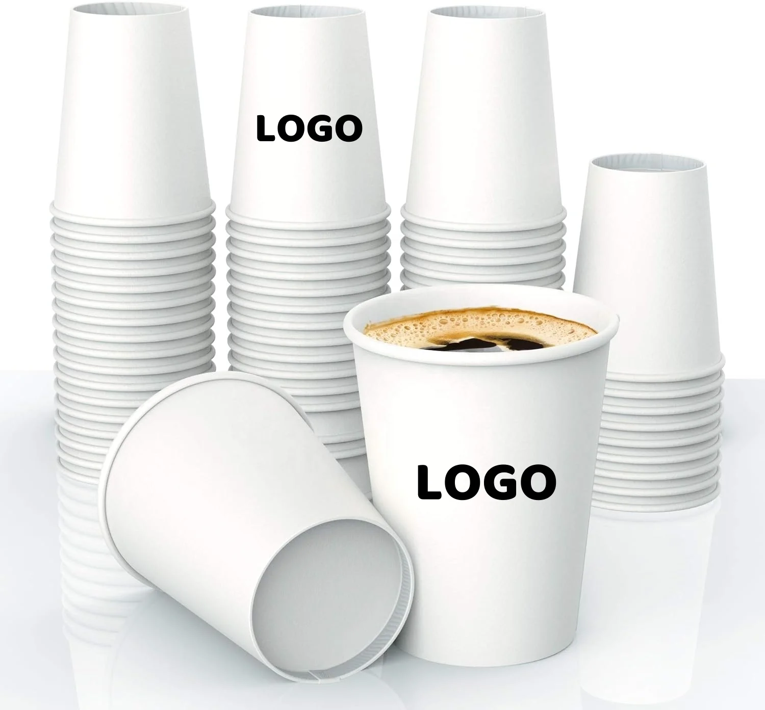 Free Design Custom Company Logo 9oz 12oz White Coffee Paper Cup Hot Drink Paper Cup Double Wall Insulation Against Scalding Cup