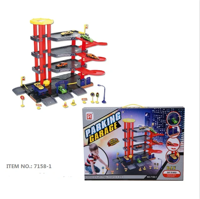 Truck Parking Lot Kids Construction Toy 36pcs Diy Assembly Super Parking Carage Set