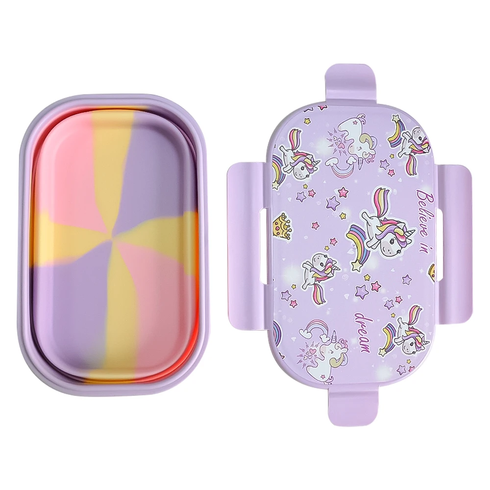 Collapsible Food Container Portable Storage Microwave Safe Bento Foldable Silicone Lunch Box