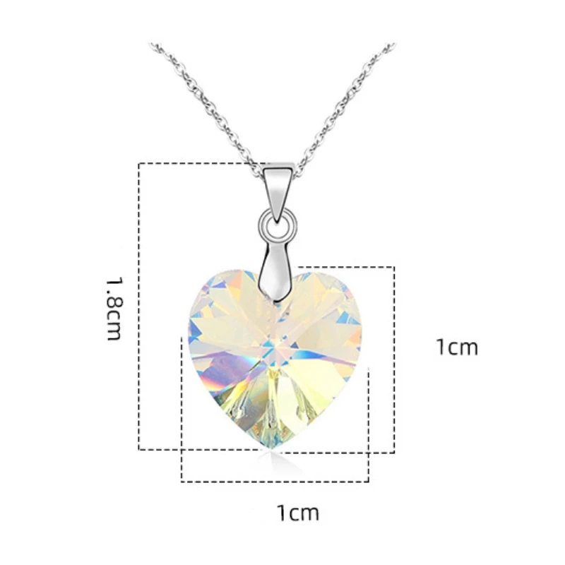 Women Girl Heart Crystal Pendant Necklace Jewelry Gift Link Chain Choker Necklaces for Mothers Day Gifts for Her Girls