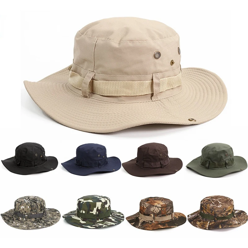 HT-1410	Wholesale Classic Cap Camouflage Casual Outdoor Adjustment Camouflage Bucket Hat For Men