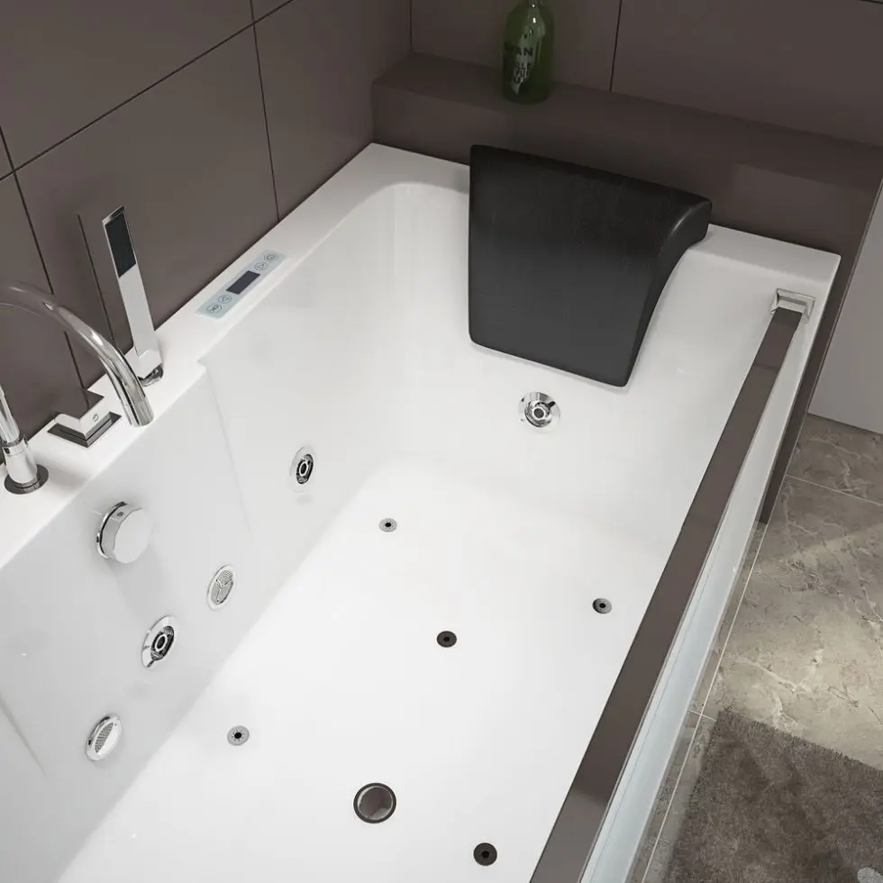 2024 Modern Style Rectangle Freestanding Massage Bathtub with Glass Window 1 Person Acrylic Whirlpool Jetted Bath tab