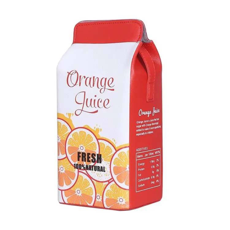 Female Drink Box Bag Women Shoulder Bags Lovely Milk Cartoon Printing Cute Pink Purse Funny Bag