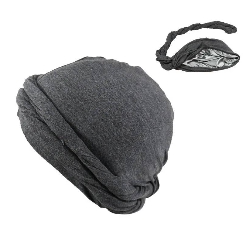 HaloTurban Durag For Men customized durags  Muslim Hijab Turban Men Velvet  HeadWrap Satin Lined HeadScarf