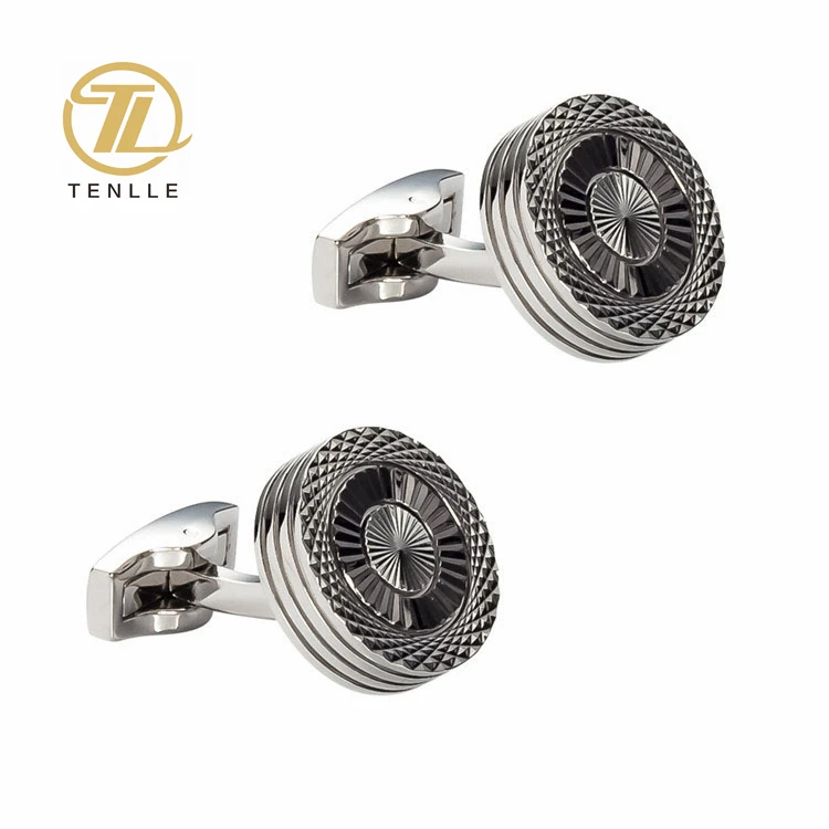 High Quality Steampunk Stainless Steel Silver Engraved Cufflinks for Men