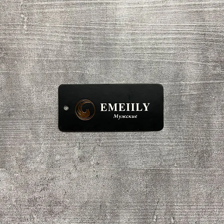 
Custom your own logo clothing price swing hang tag for luggage bag sock Black Paper Hang Tag 