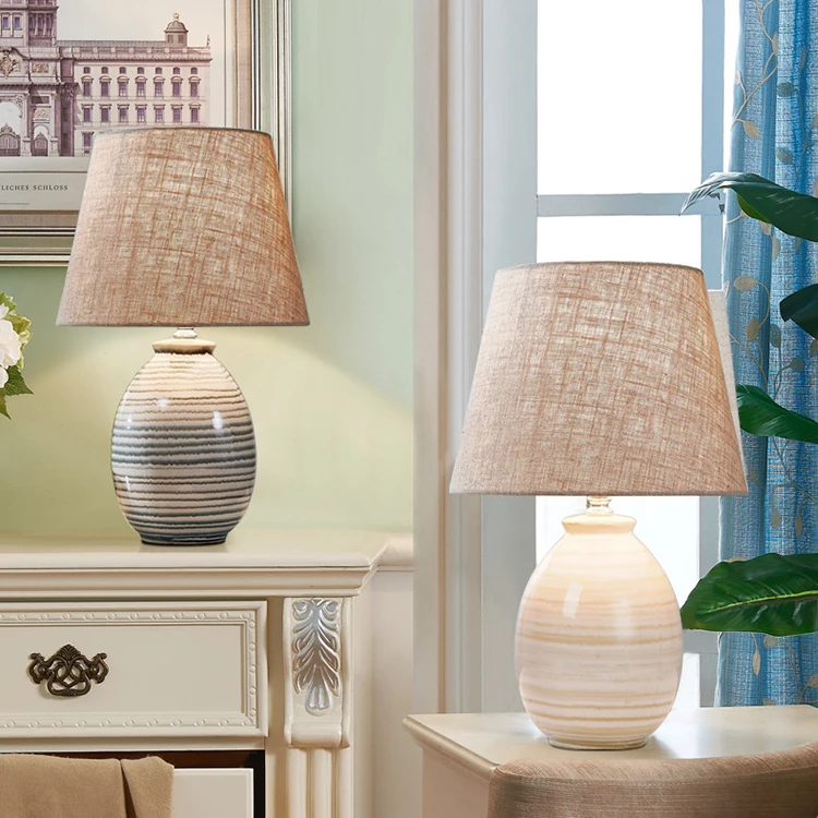 home decorative simple bedroom living room bed side white ceramic table lamps