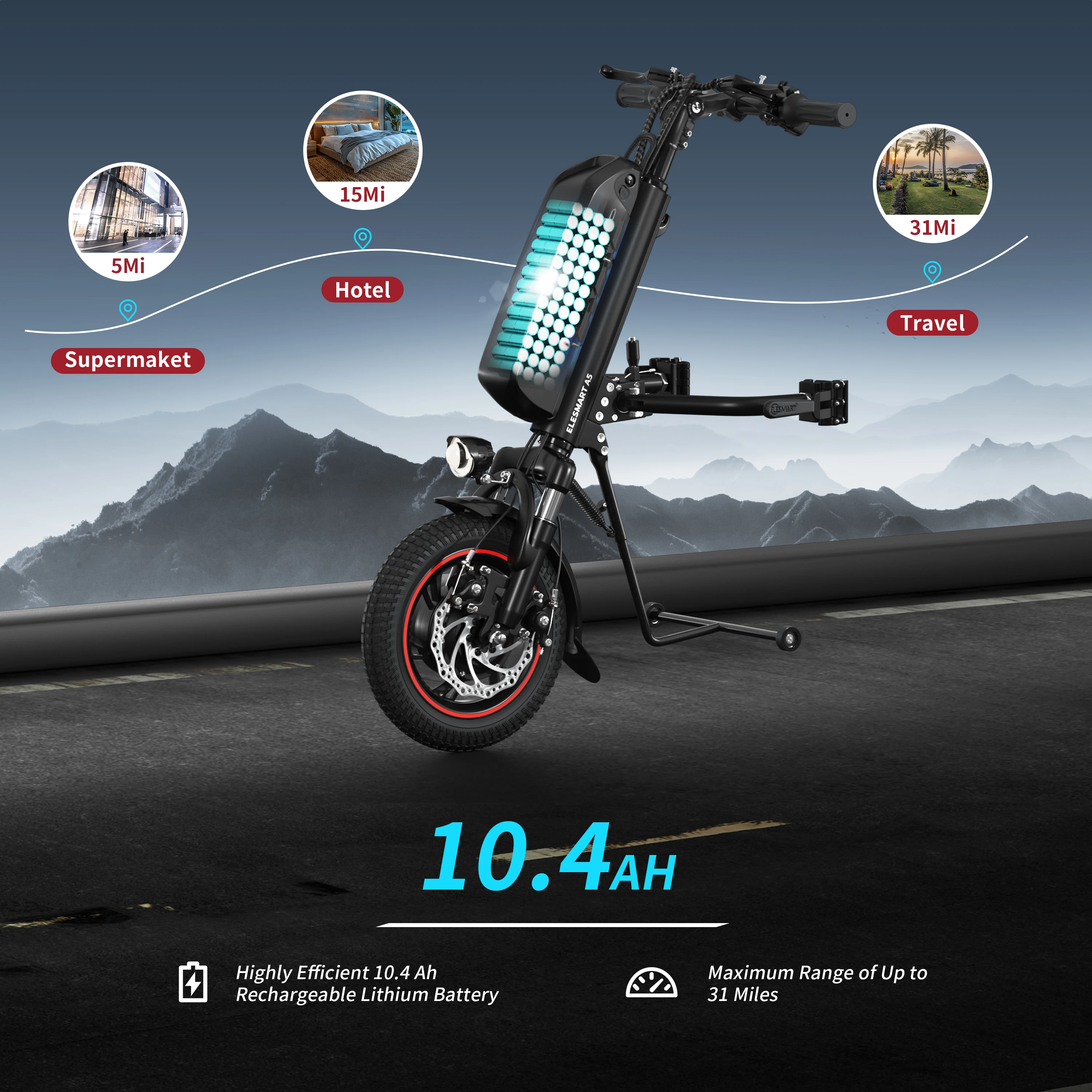 Best selling 12 inch attachment electric wheelchair handcycle 36V 500W wheelchair electric attachment for the elderly