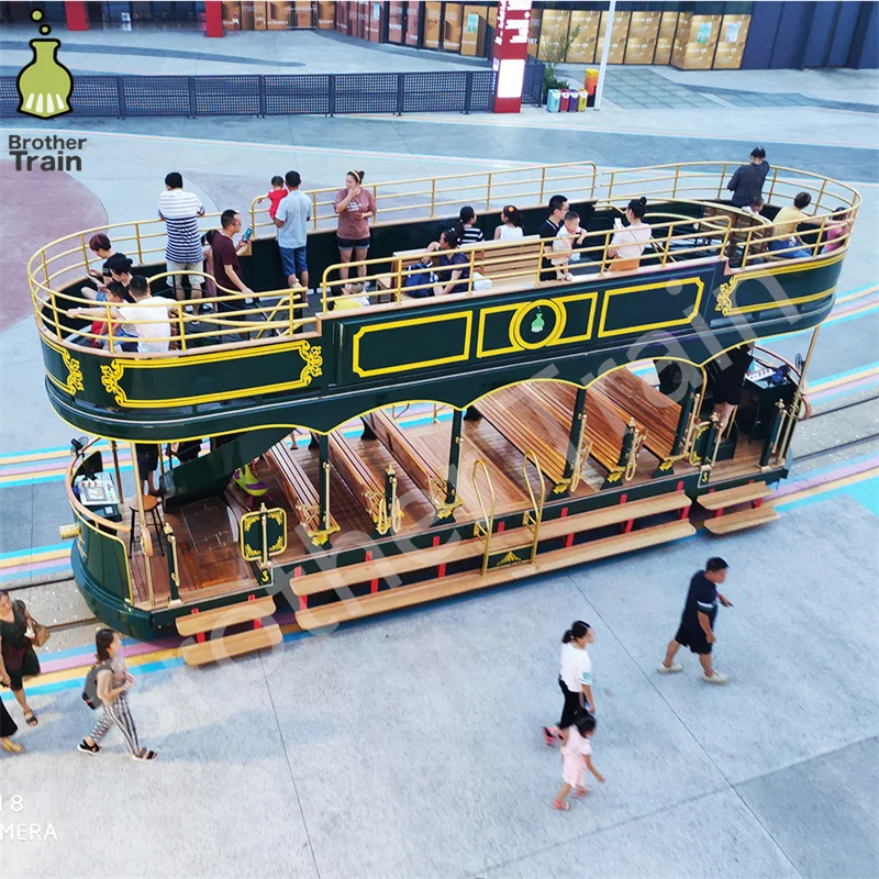 Huge Train With Big Capacity More Than 60 Seats Electric Double Decker Tram Sightseeing Electric Trackless Train Road Train Sale