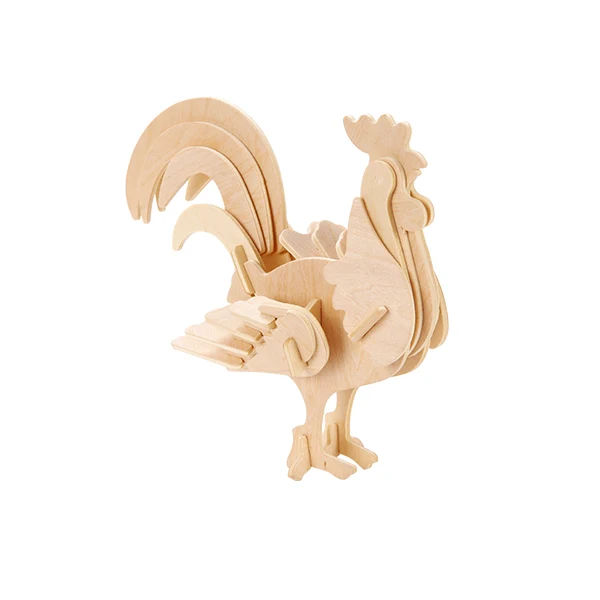 3D Wooden Toys rooster Animal  puzzle Toy for educational game chinese zodiac animal models 3D Puzzle Model DIY Painting kits