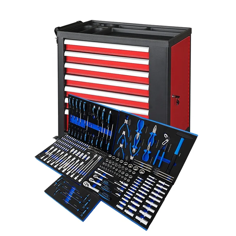 770mm 30 inch roll cabinet toolbox with door 225 pcs mechanic tool sets socket wrench set