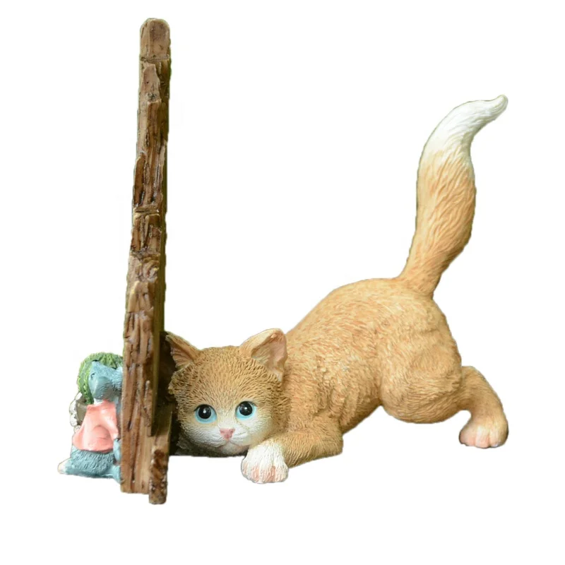 
Z13265A Lovely Birthday Gift Cute animal miniature Cat With Mouse Resin Figurine Decor 