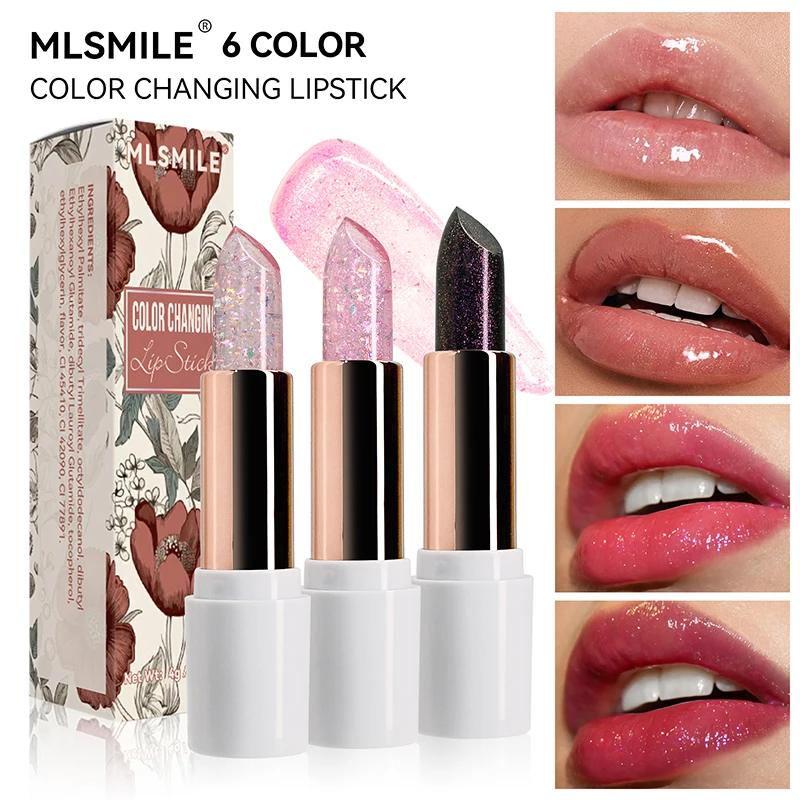 2024 Private Label High Pigment Crystal Lipstick Lip Balm Temperature Color Changing Mineral Ingredient Jelly Lipstick