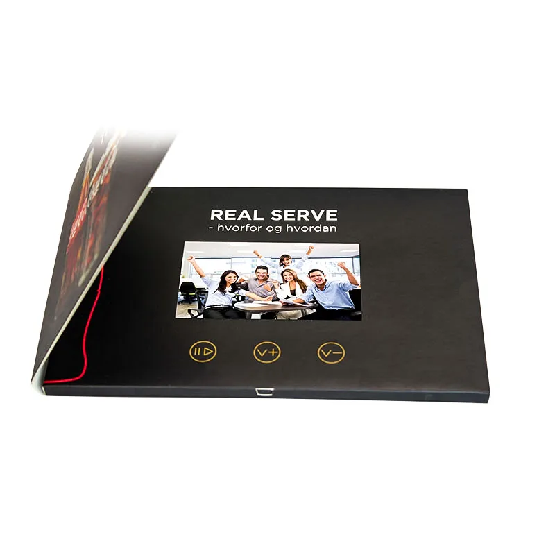 Best seller wholesale A5 black paper advertising player 7 inch video music photo book LCD booklet business video brochure card