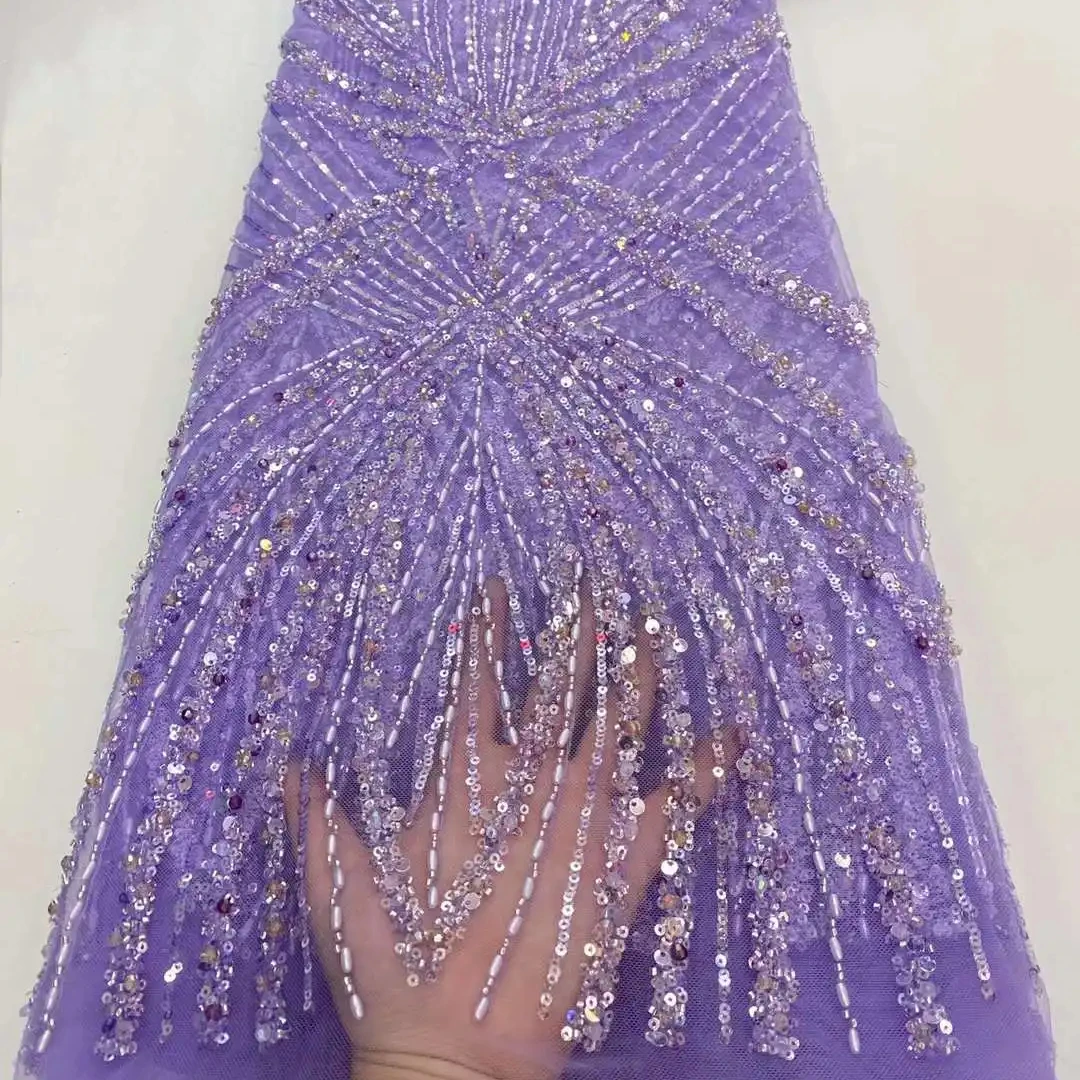African gold beaded sequins fabrics lace