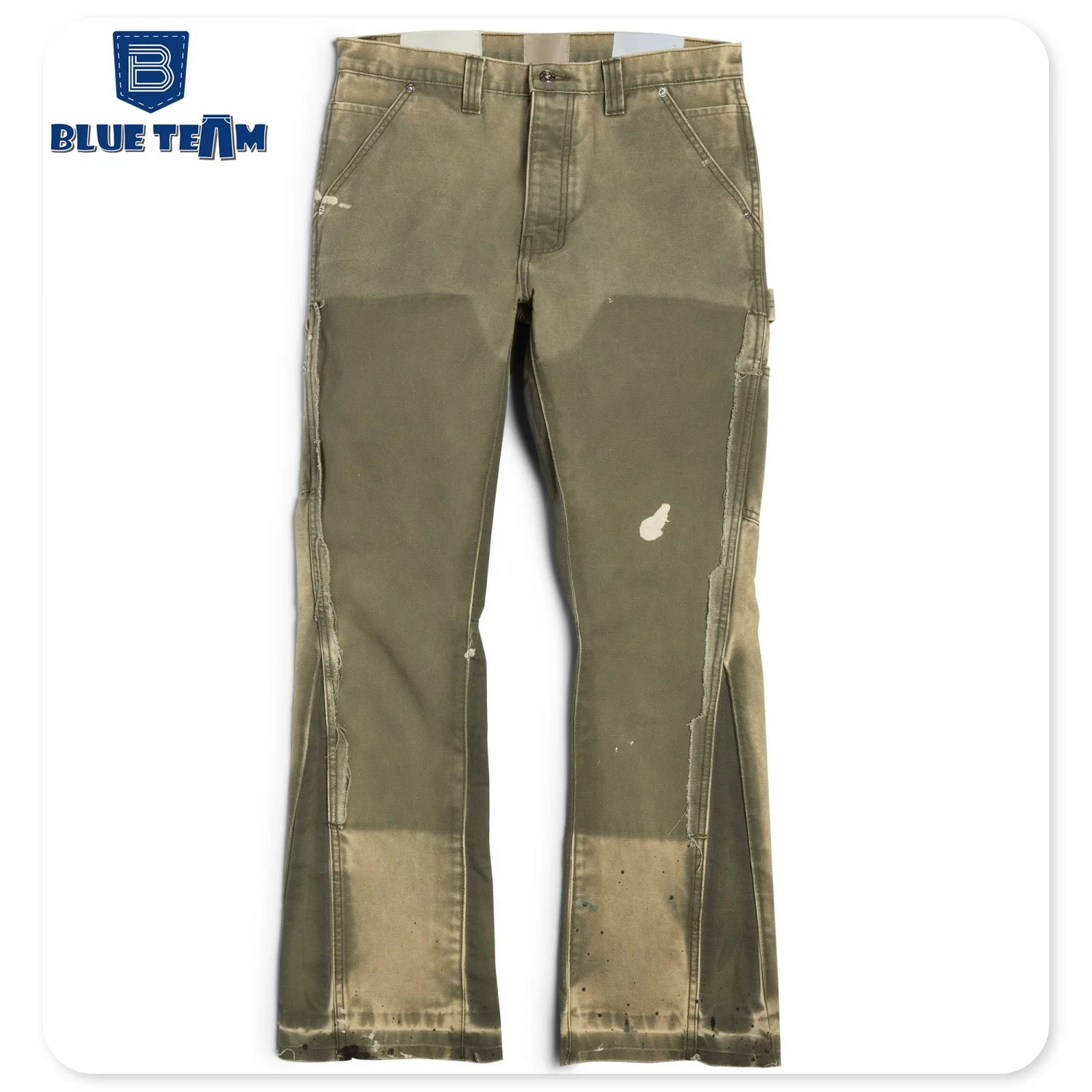 Blue Team | Custom denim jeans manufacturer wide leg flare jeans men baggy carpenter cargo pants denim stacked jeans men flare