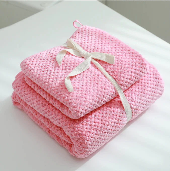 Japanese style simple solid color merbau microfiber face bath towel with ribbon packing for wedding gift sets