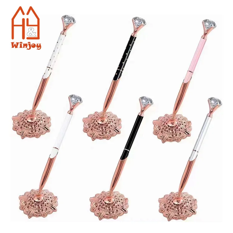 Custom Diamond Crystal Top Fashion Metal Ballpoint Pen For Women & Girls,Office Bank Gift Pens With Customized Logo Printing