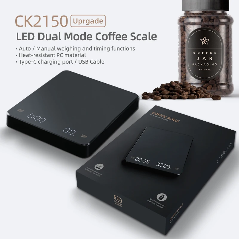 small mini USB-c Rechargeable Kitchen Scale 3kg Digital Automatic Timer Function Drip Coffee Scale
