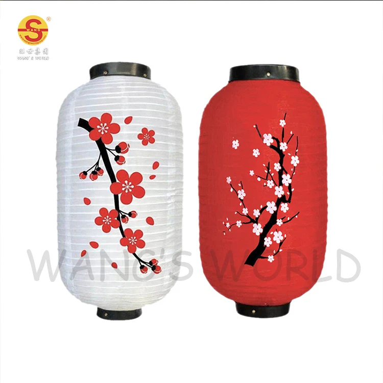 Chinese Korean Japanese Restaurant Decorative Lantern Waterproof Foldable Silk Fabric Plum Blossom Lanterns