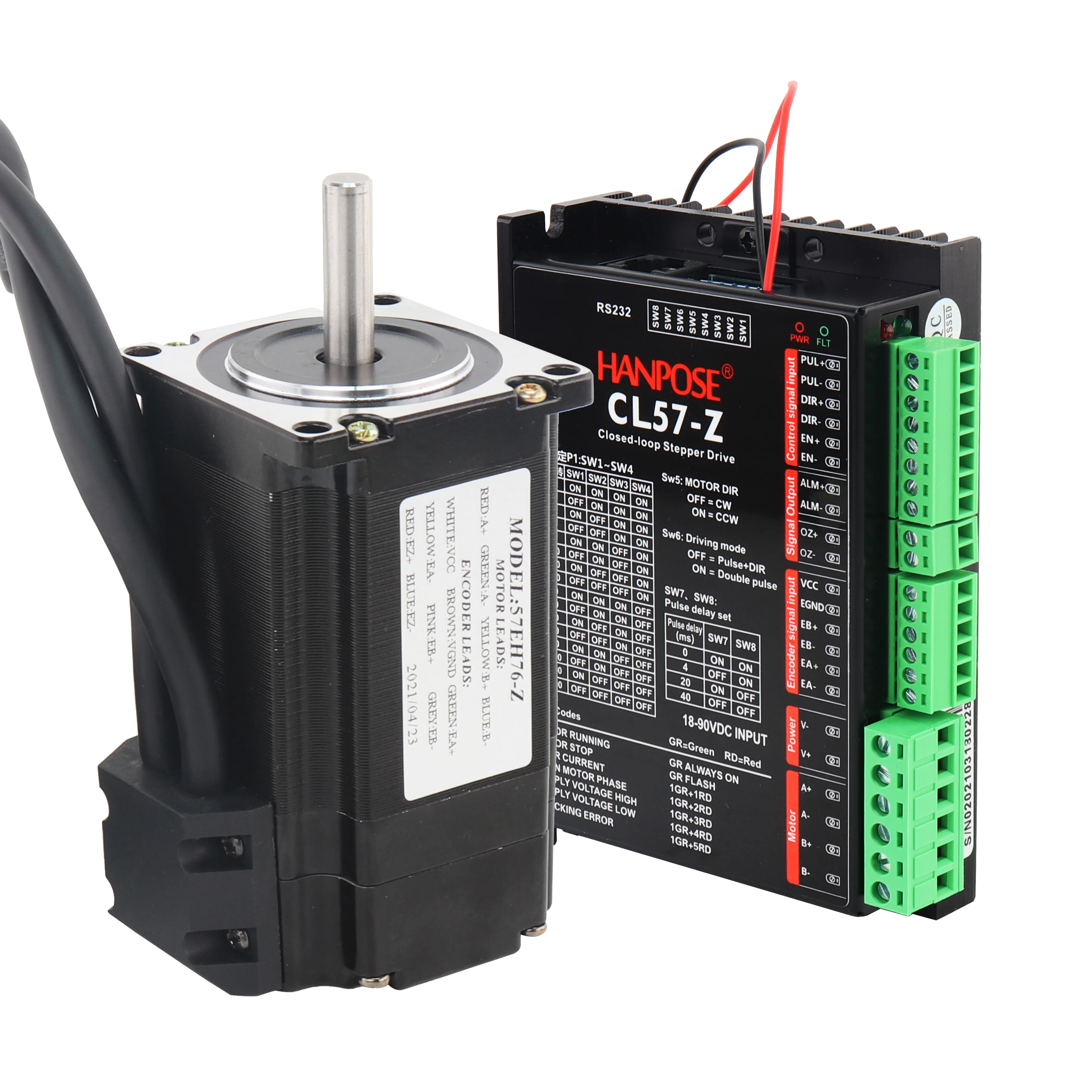 Hanbuild 57CME22 57EH76-Z + CL57-Z Комплект двойной выход драйвер Nema23 servo двигатель замкнутого контура 4.0A 2.2N.m 57 мотор 12В шагового двигателя