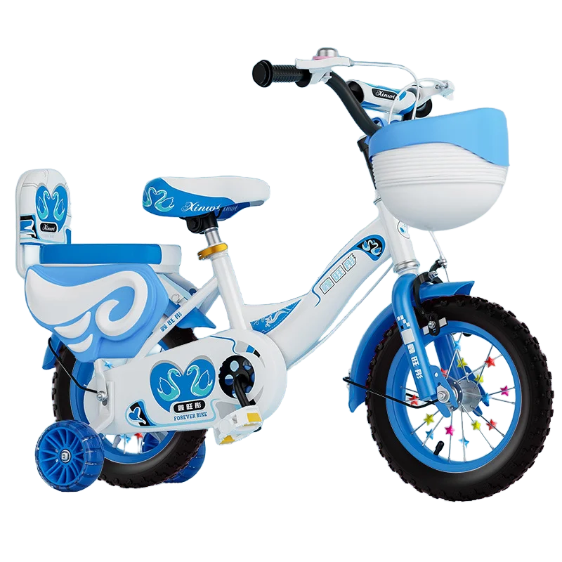 New Unisex 12/14/16/18 Inch Gas-Powered Baby Stroller & Bicycle Ride-on Toy with Flashing 4 Wheels Small Plastic Wheel for Child
